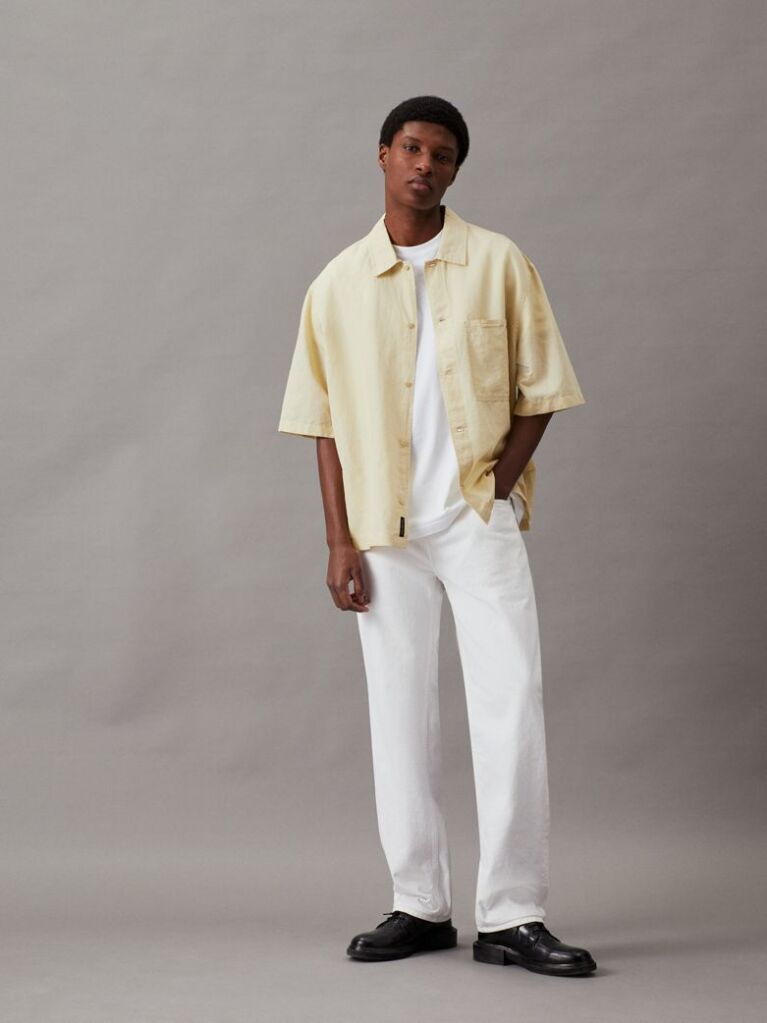 Green Linen Cotton Short Sleeve Shirt  Men