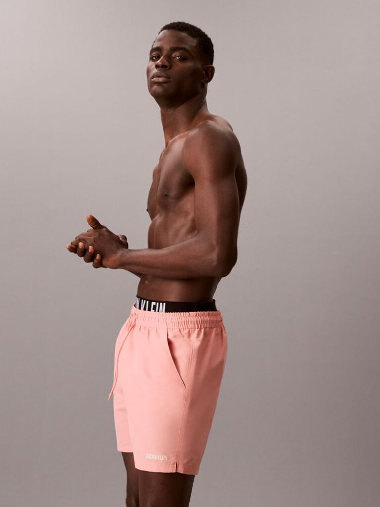 Pink Double Waistband Swim Shorts - Intense Power  Men
