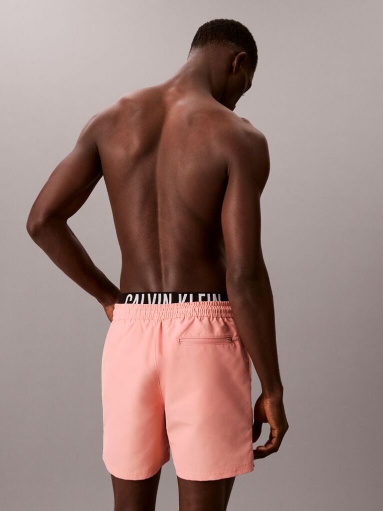 Pink Double Waistband Swim Shorts - Intense Power  Men