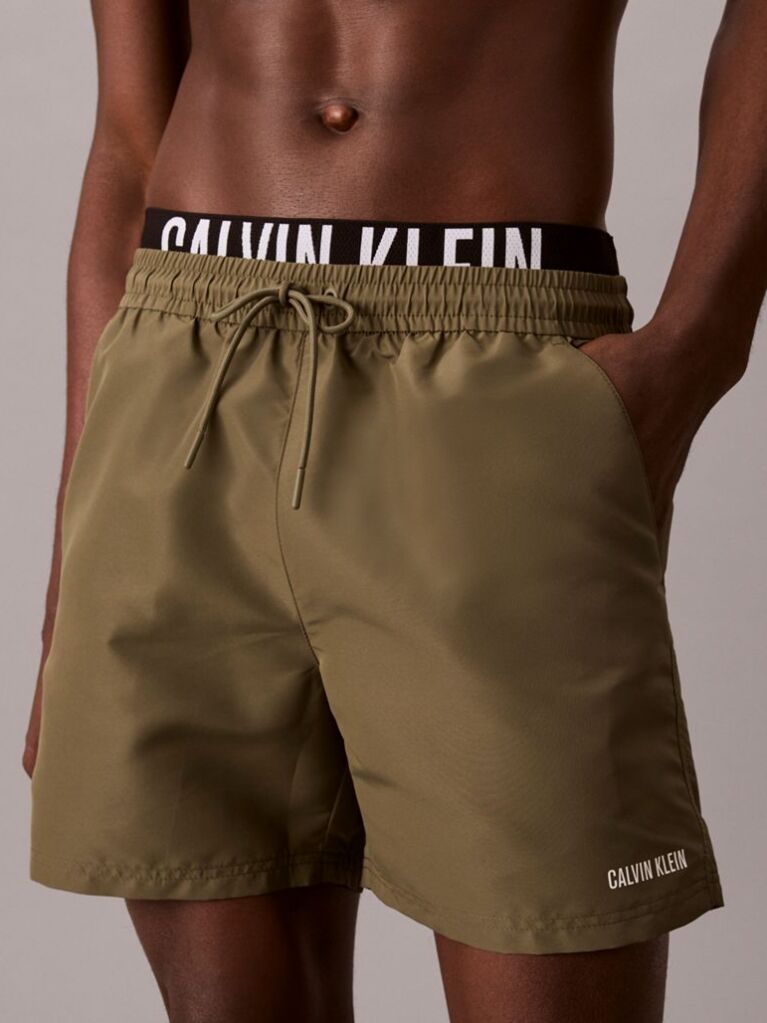 Green Double Waistband Swim Shorts - Intense Power  Men