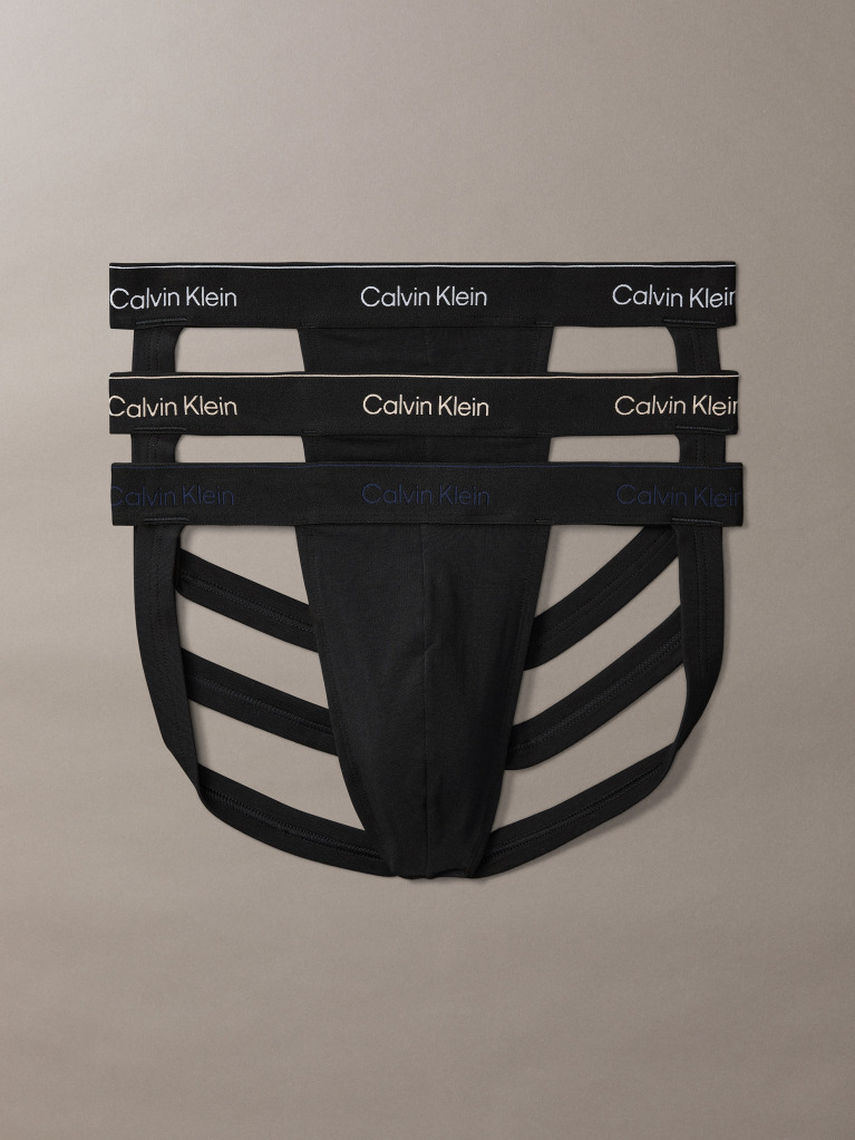 Black 3 Pack Jock Straps - Icon Cotton Stretch  Men