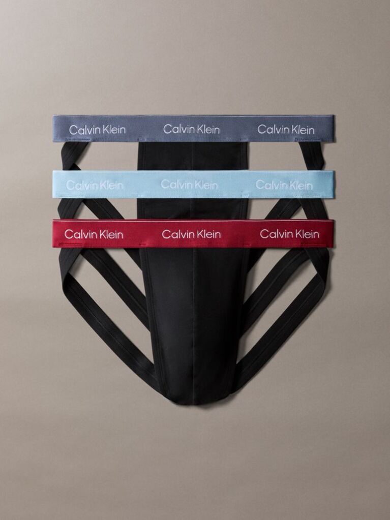 Μαύρο Σετ 3 Jock Straps - Icon Cotton Stretch  Άνδρας