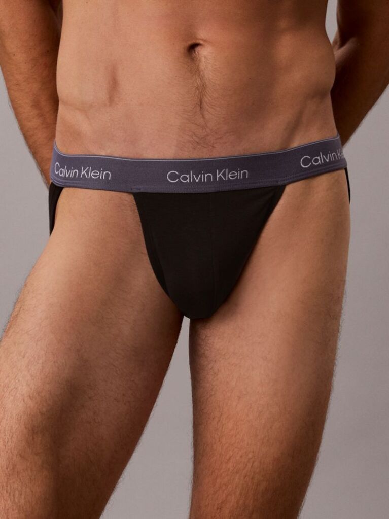 Μαύρο Σετ 3 Jock Straps - Icon Cotton Stretch  Άνδρας