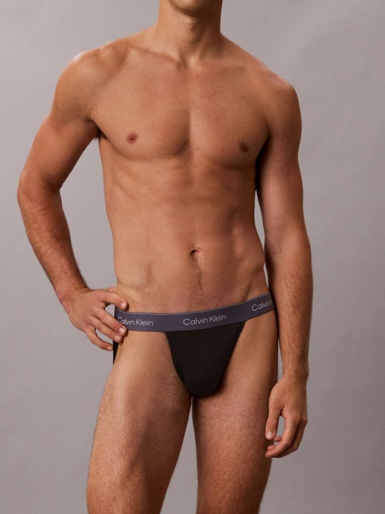 Μαύρο Σετ 3 Jock Straps - Icon Cotton Stretch  Άνδρας