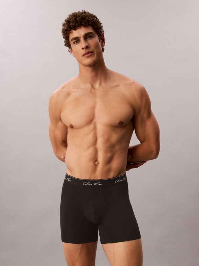 Μαύρο Σετ 3  Εφαρμοστά Μπόξερ - Icon Cotton Stretch  Άνδρας