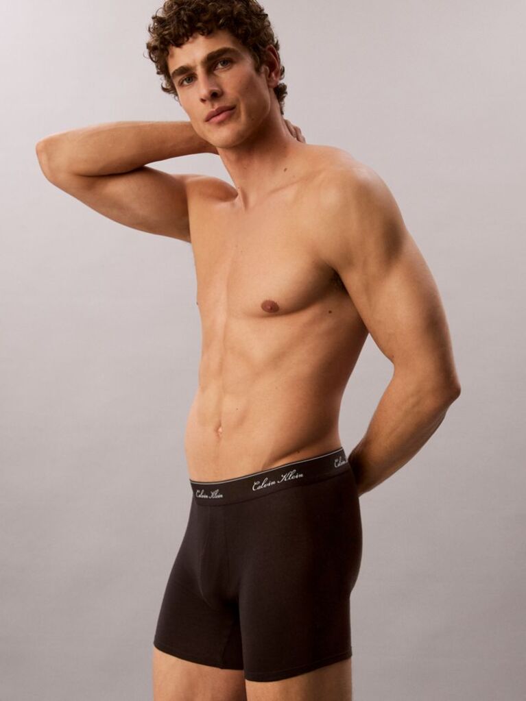 Μαύρο Σετ 3  Εφαρμοστά Μπόξερ - Icon Cotton Stretch  Άνδρας