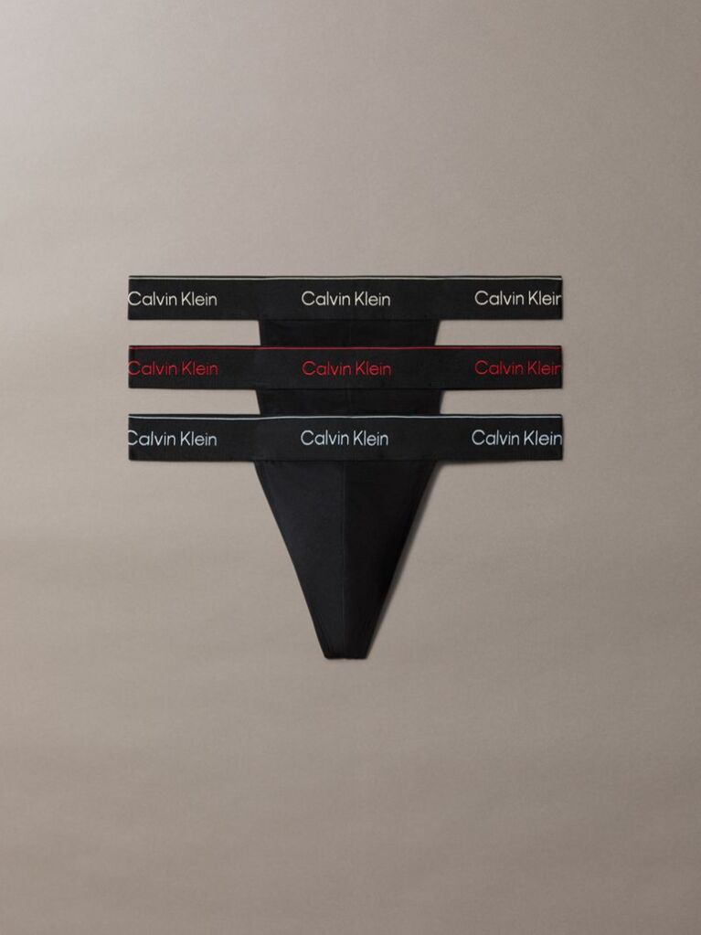 Μαύρο Σετ 3 Στρινγκ - Icon Cotton Stretch  Άνδρας
