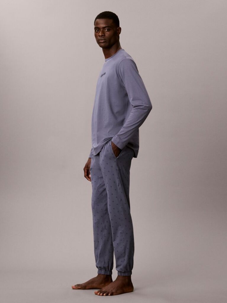 Grey Pure Cotton Long Sleeve Pyjama Set  Men