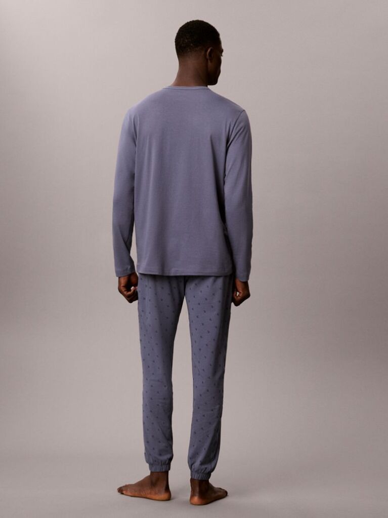 Grey Pure Cotton Long Sleeve Pyjama Set  Men