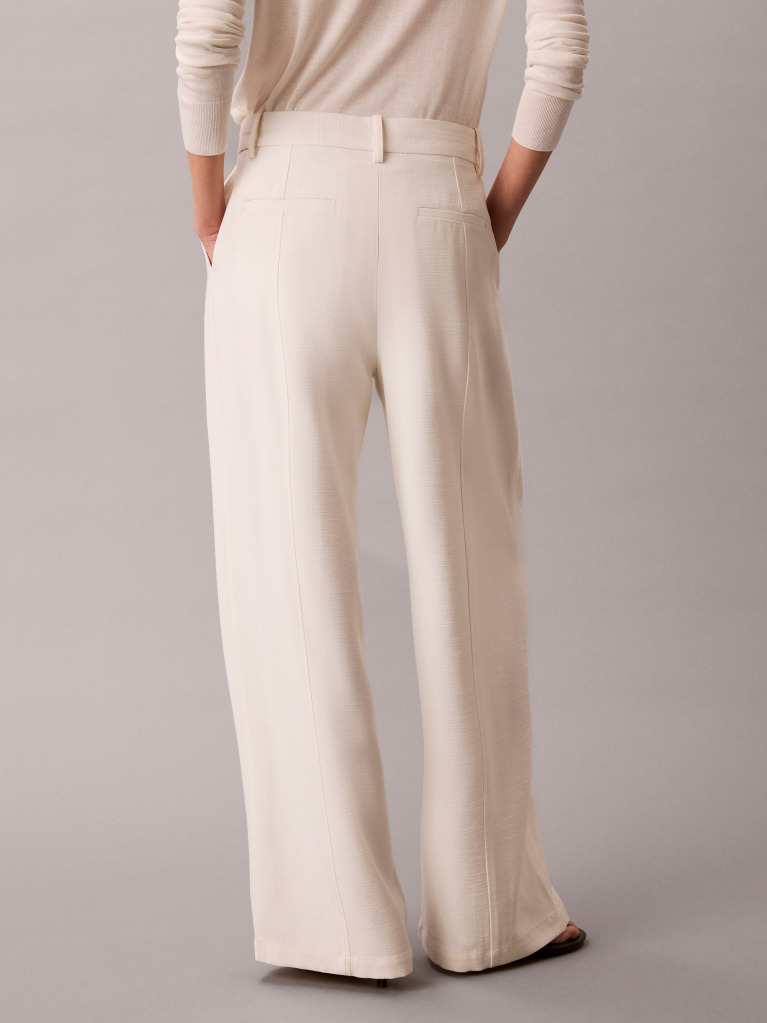 White Textured Shine Trousers  Women