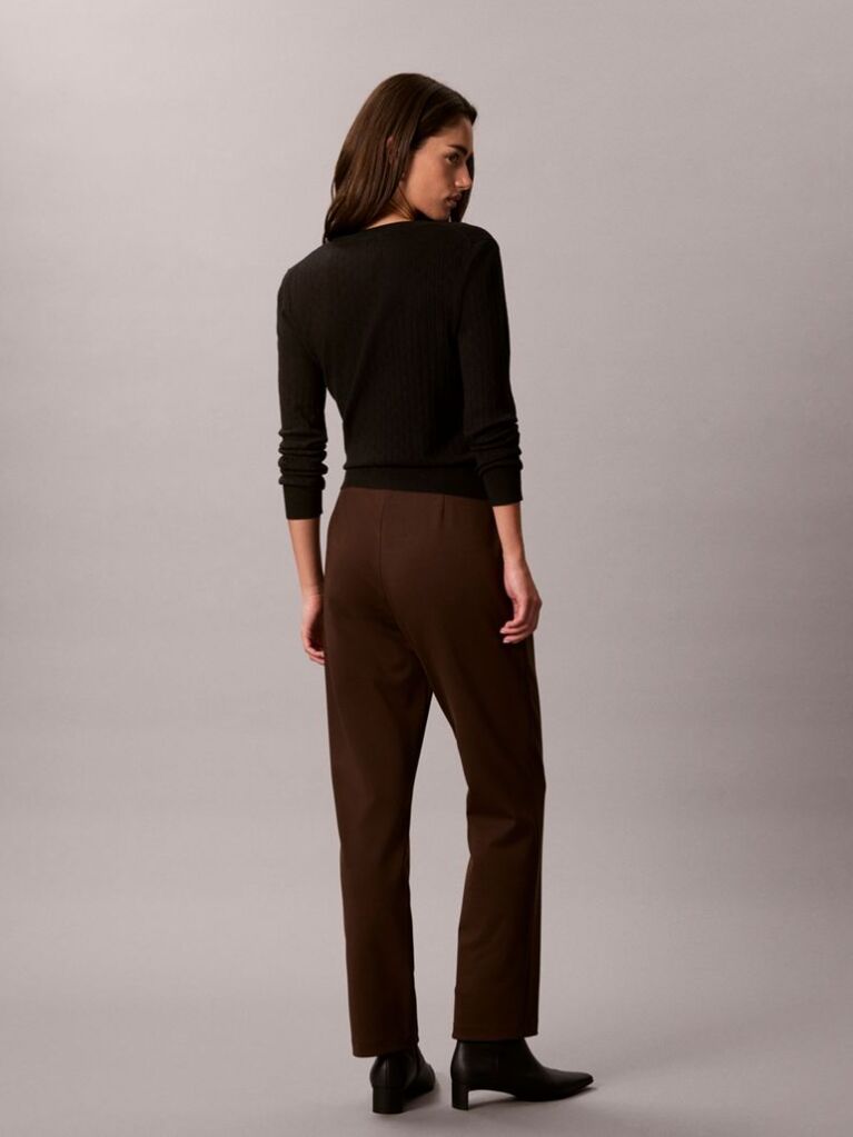 Brown Logo Plaque Straight Leg Trousers  Women