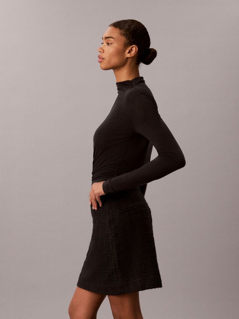 Black Bouclé Tweed Mini Skirt  Women