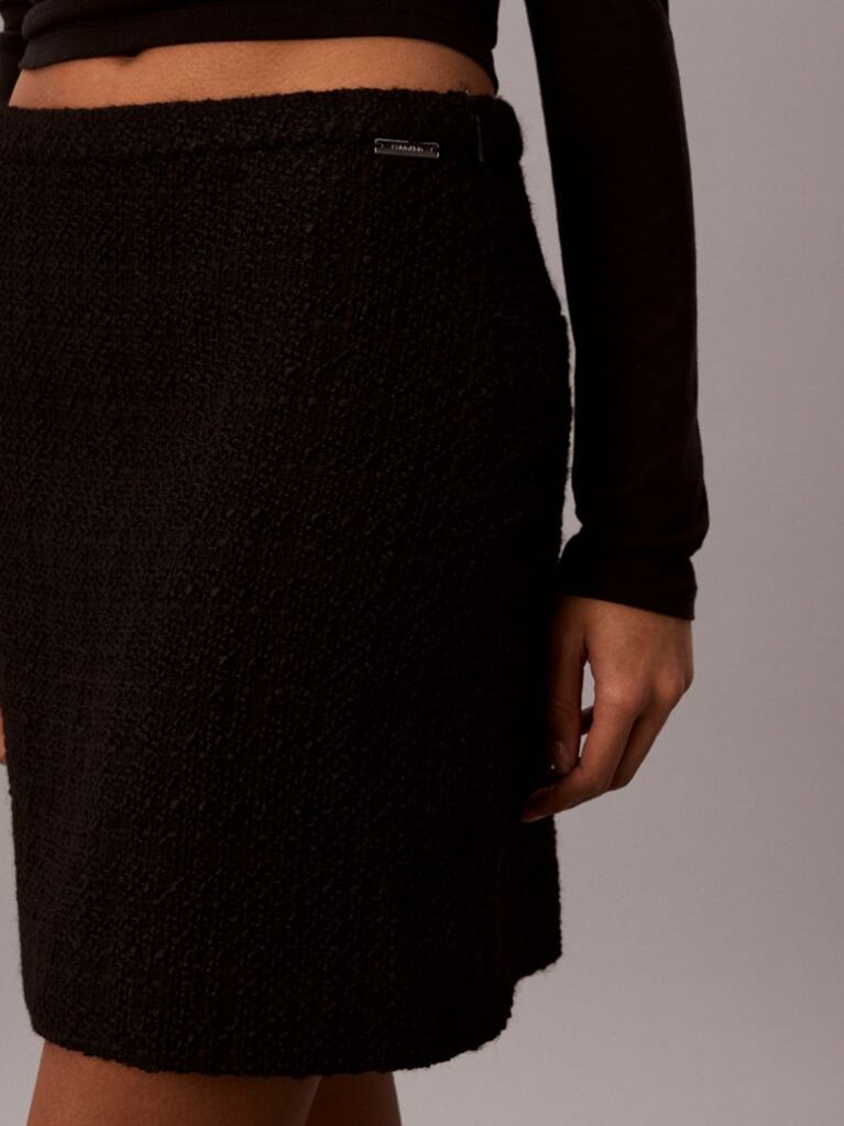 Black Bouclé Tweed Mini Skirt  Women