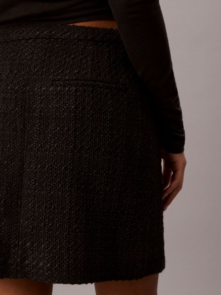Black Bouclé Tweed Mini Skirt  Women