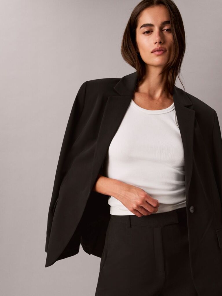 Black Soft Twill Classic Blazer  Women