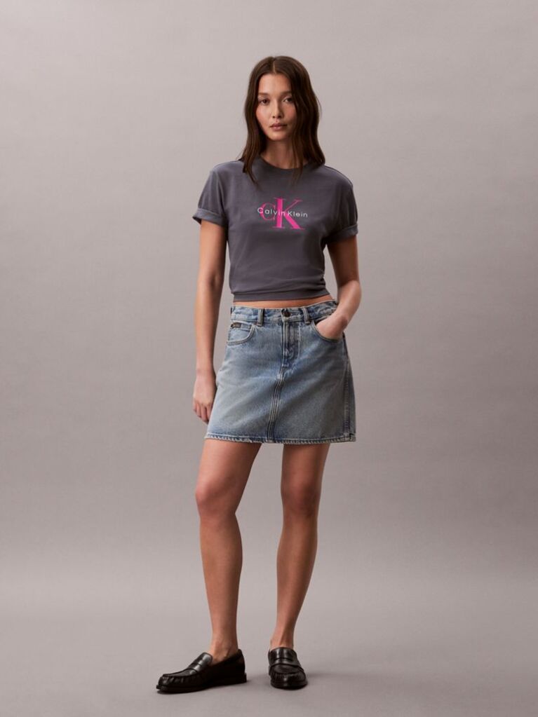 Γκρι T-Shirt Με Λογότυπο  Γυναίκα