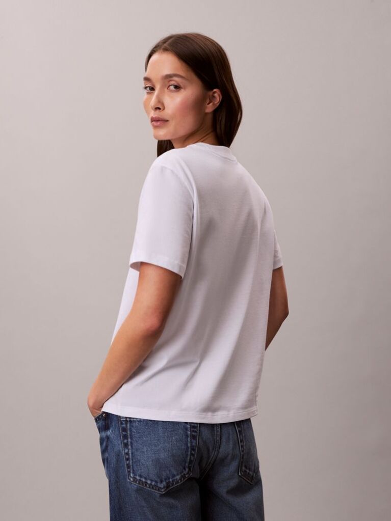 White Script Logo Graphic Classic T-Shirt  Women