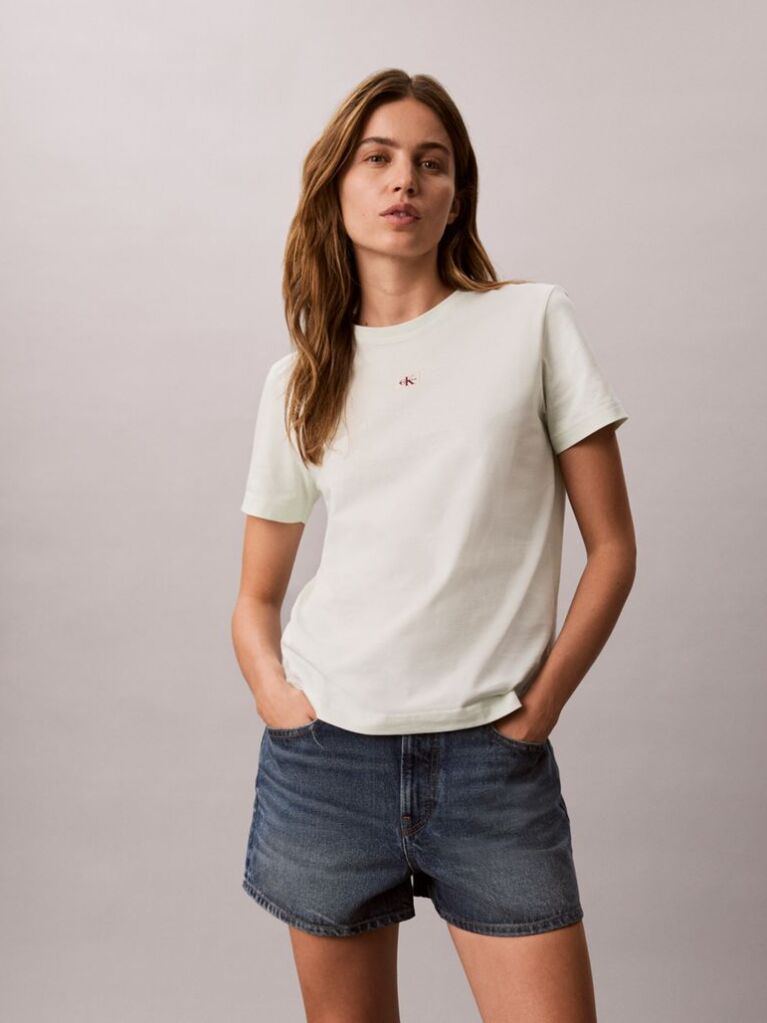 Πράσινο T-shirt Από Μαλακό Βαμβάκι Με Badge Λογότυπο  Γυναίκα