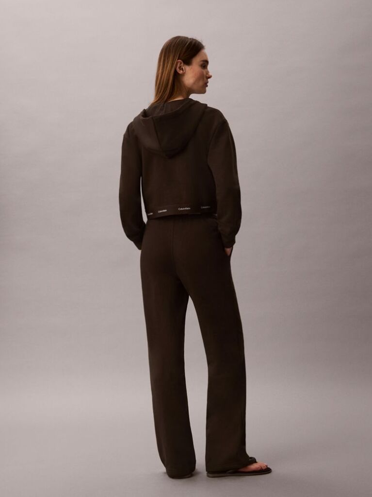 Brown Logo Waistband Wide Leg Joggers  Women