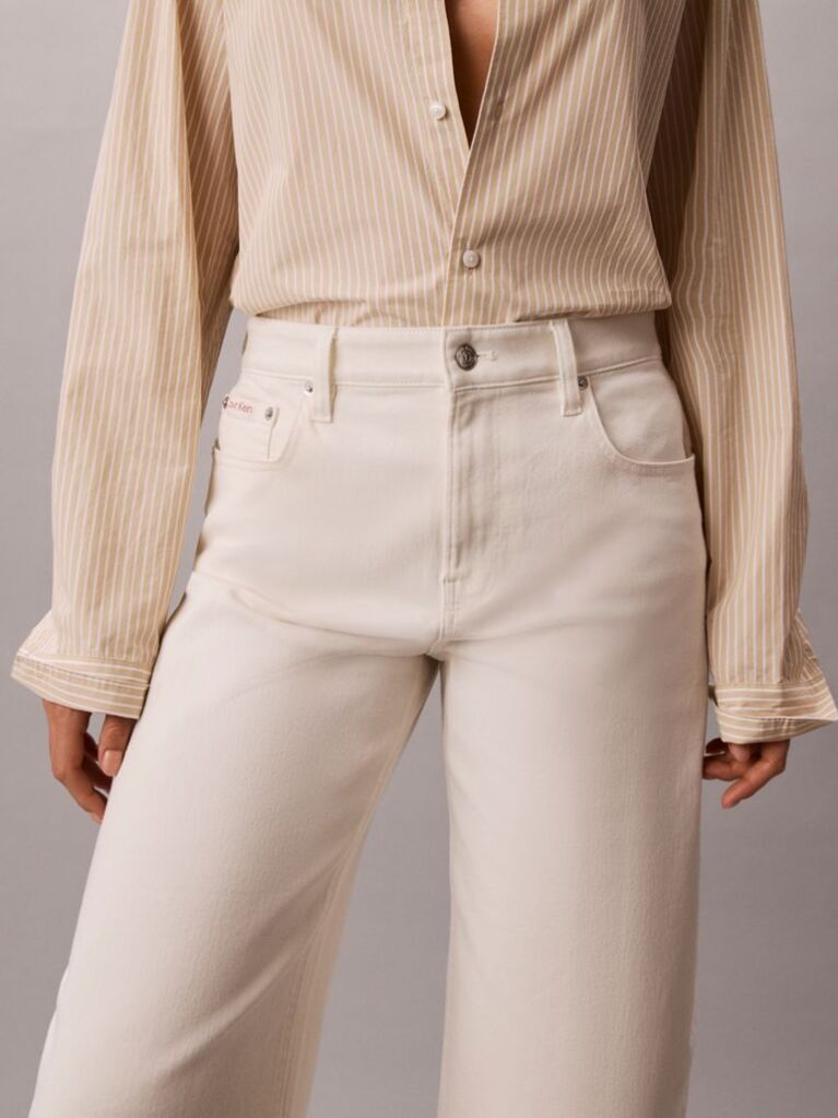 White Cropped Cotton Twill Barrel Trousers  Women