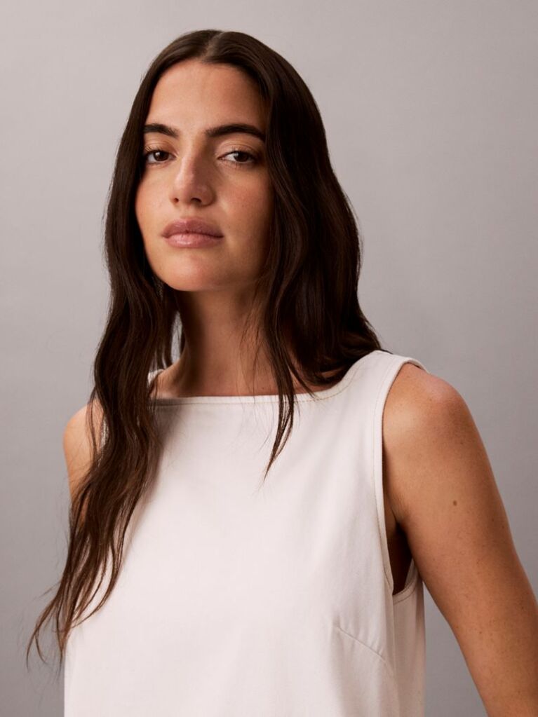 White Denim Shift Dress  Women