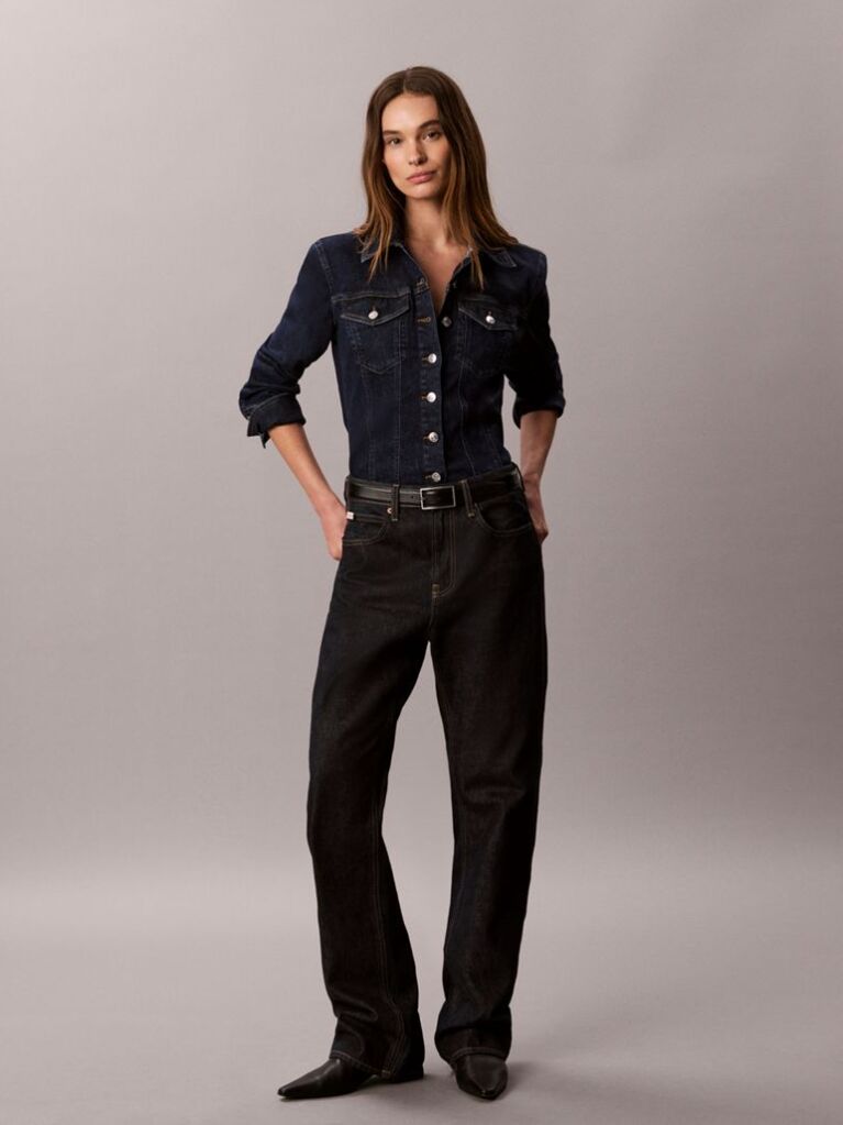 Denim Sculpt Denim Trucker Button-Down Shirt  Women