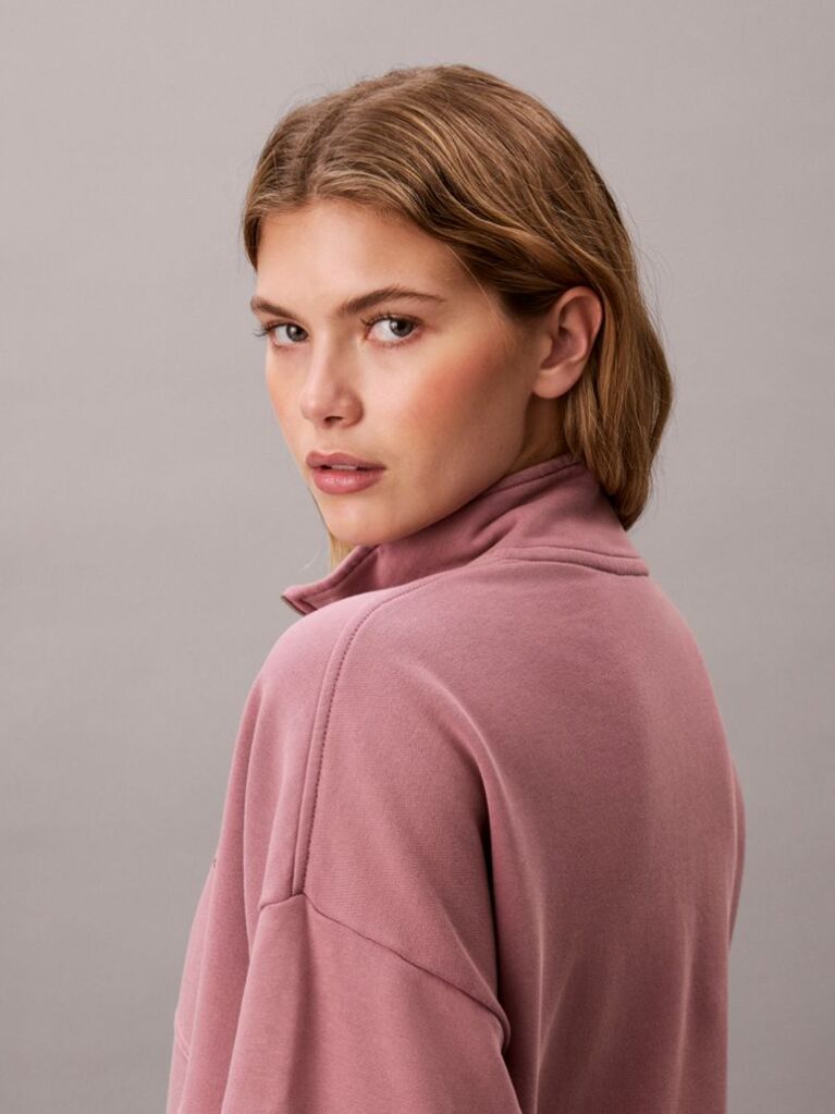 Pink Relaxed Quarter Zip Sweatshirt  Women