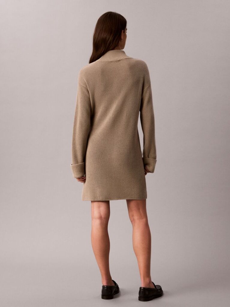 Brown Relaxed Rib Mini Dress  Women