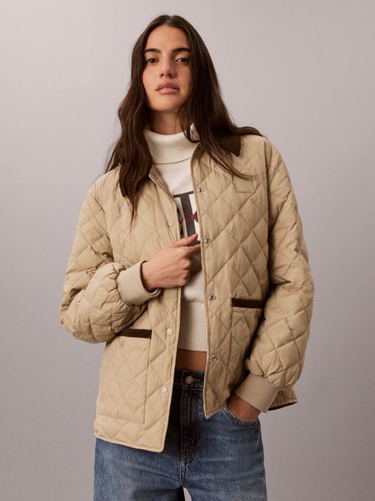 Beige Quilted Liner Jacket  Women