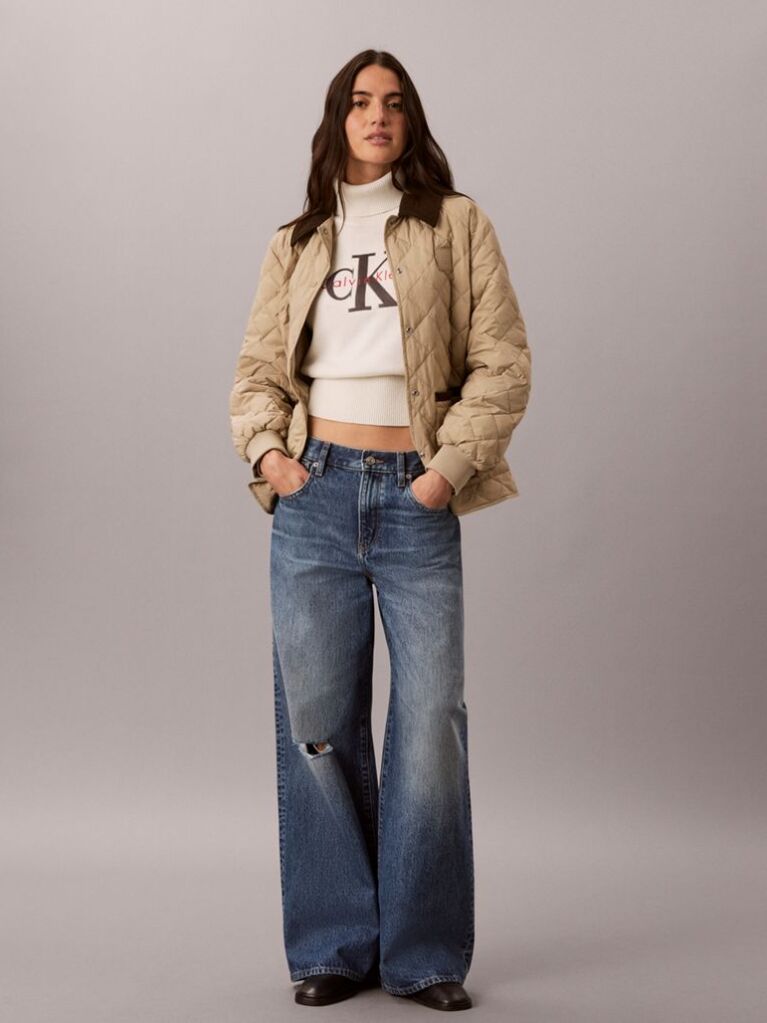 Beige Quilted Liner Jacket  Women