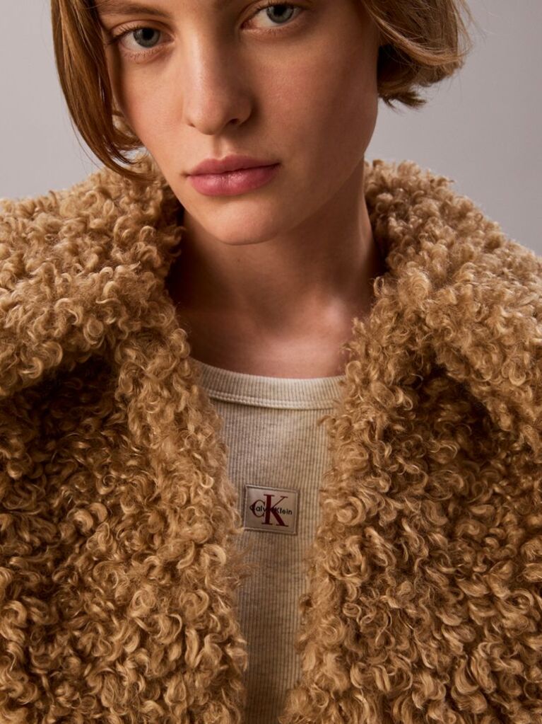 Brown Faux Shearling Teddy Jacket  Women