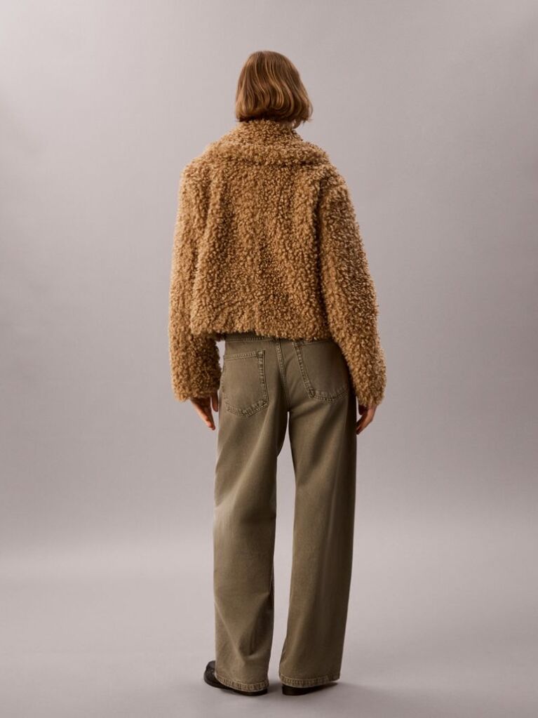Brown Faux Shearling Teddy Jacket  Women