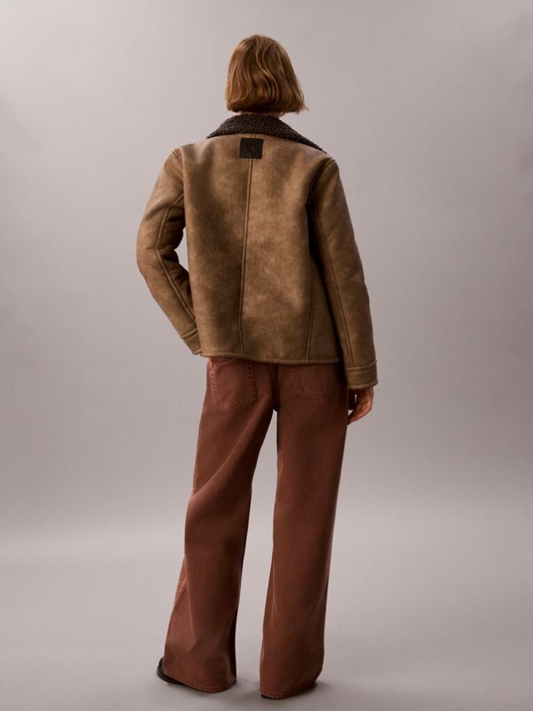 Καφέ Μπουφάν Aviator Από Συνθετικό Shearling  Γυναίκα
