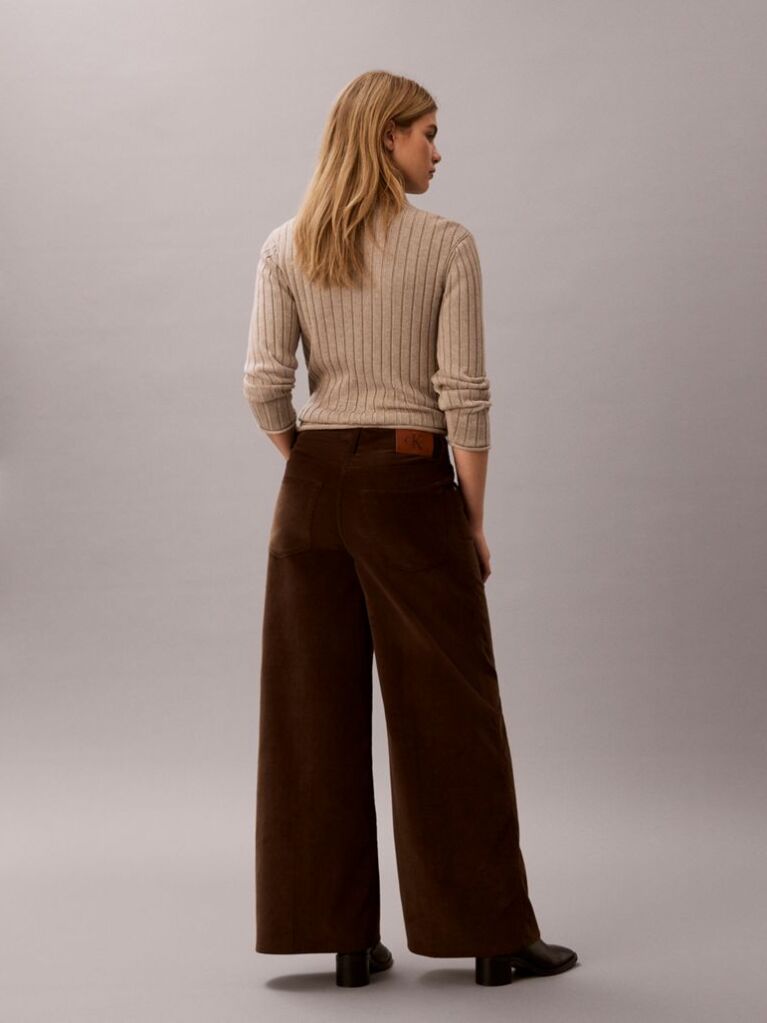Brown Corduroy Wide Leg Trousers  Women