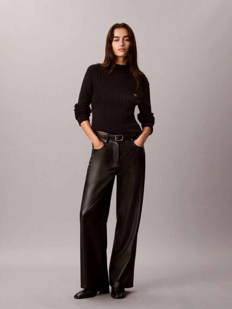 Black Faux Leather Trousers  Women