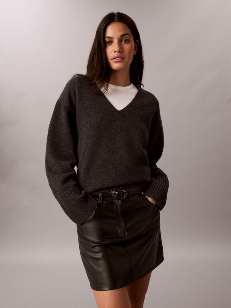 Black Faux Leather Mini Skirt  Women