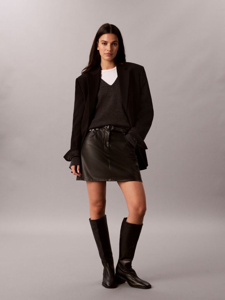 Black Faux Leather Mini Skirt  Women