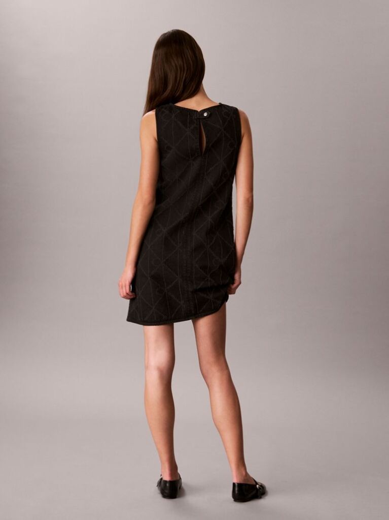 Black All-Over Logo Denim Mini Dress  Women
