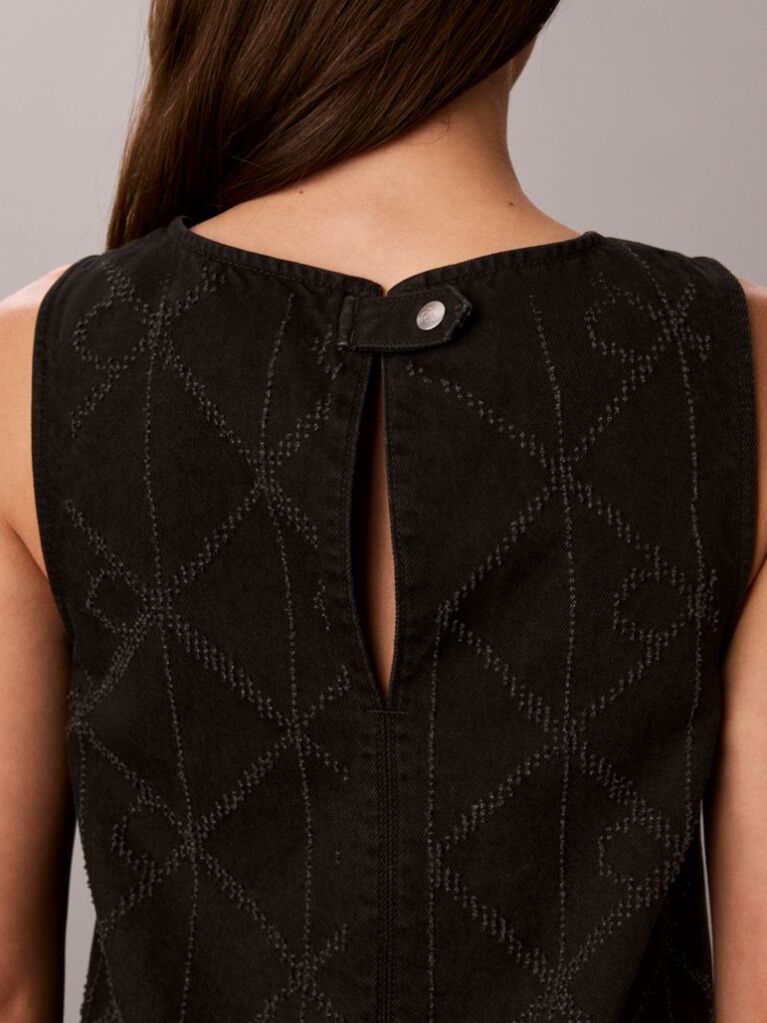 Black All-Over Logo Denim Mini Dress  Women