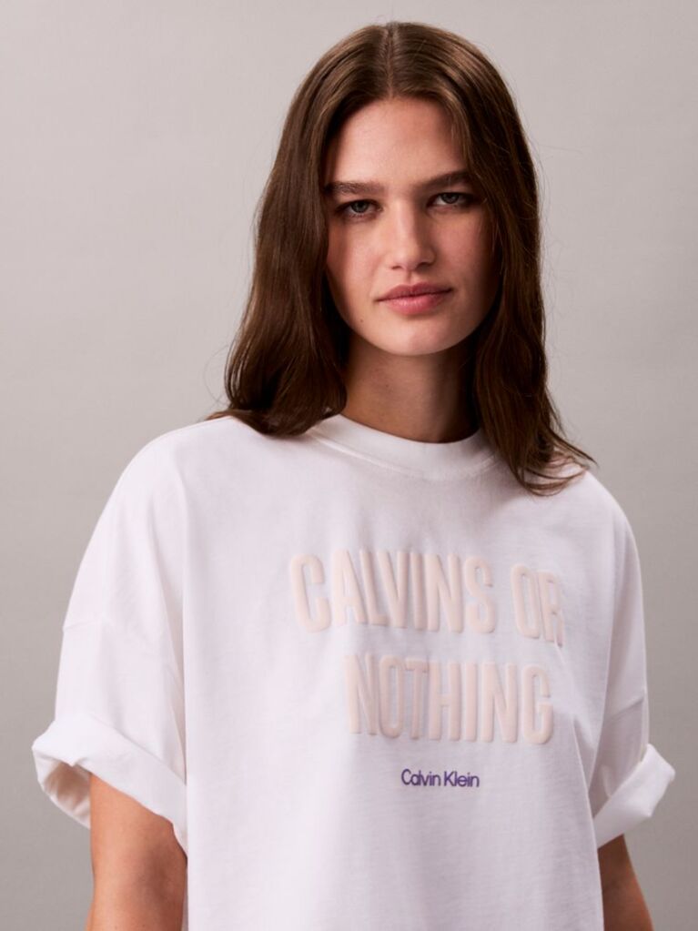 White Bold Logo Boxy Cropped T-Shirt  Women