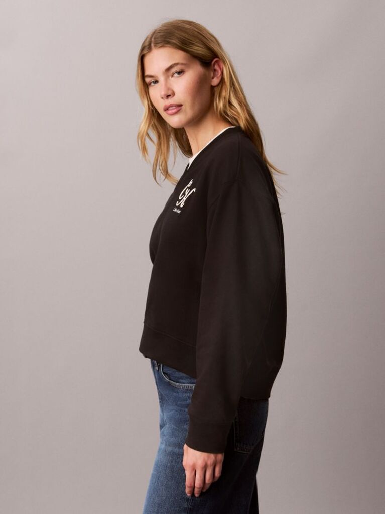 Black Relaxed Terry Sweatshirt  Women