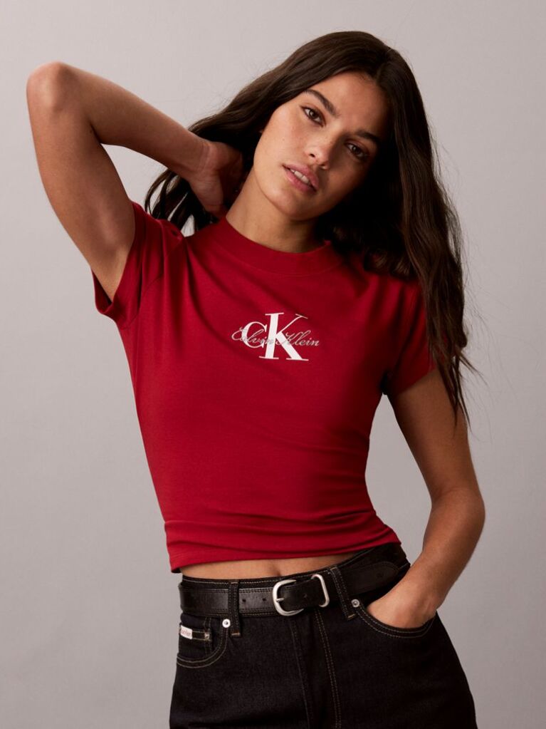 Red Monologo Baby Tee  Women