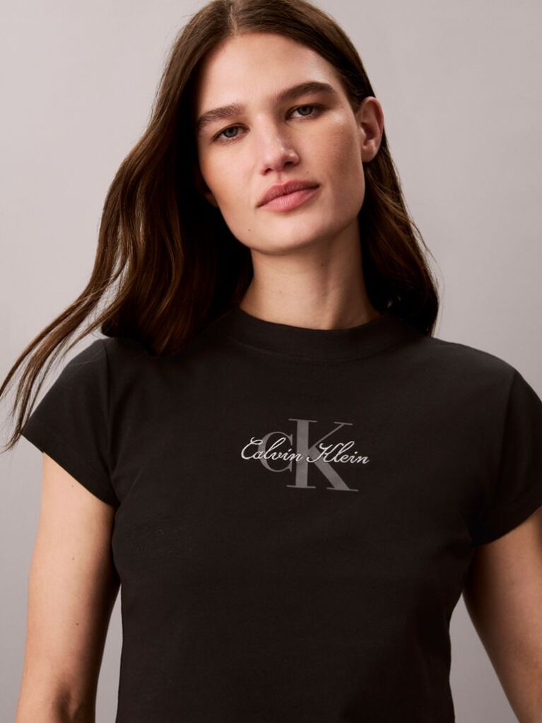 Μαύρο Κοντό T-shirt Monologo  Γυναίκα