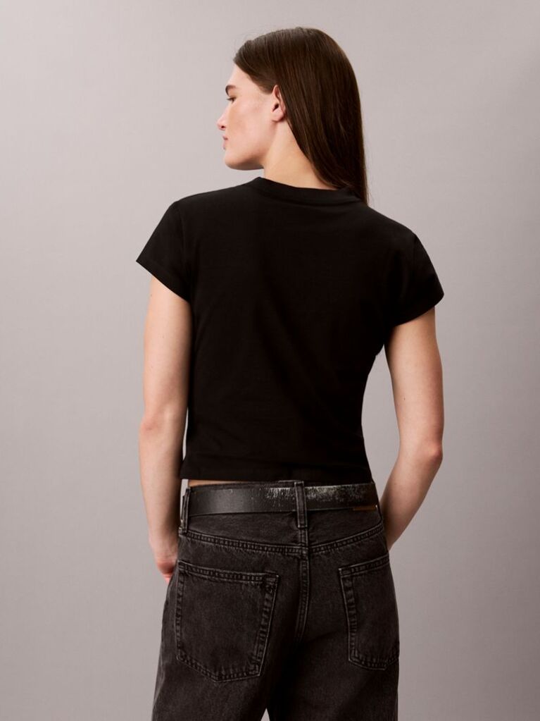 Μαύρο Κοντό T-shirt Monologo  Γυναίκα
