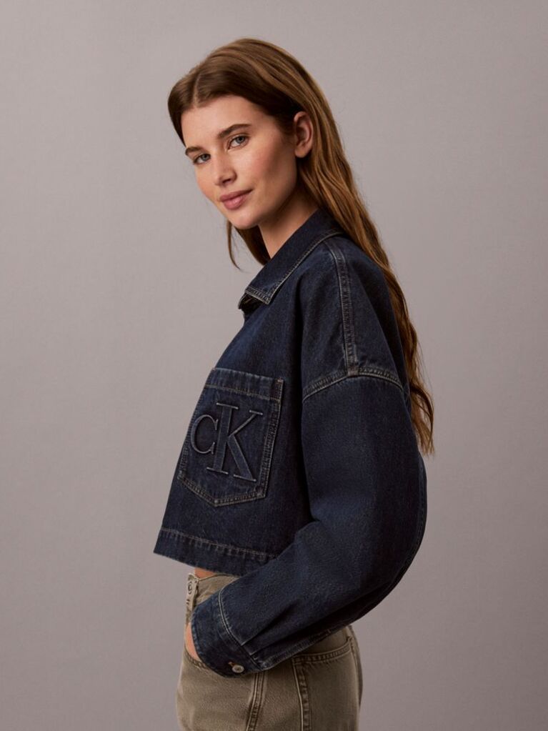 Denim Cropped Denim Shirt  Women