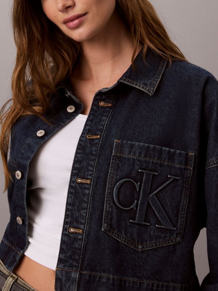 Denim Cropped Denim Shirt  Women