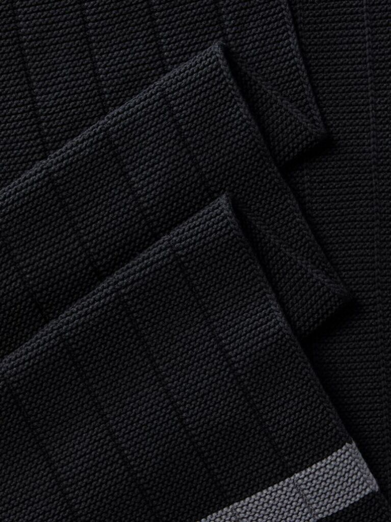 Black Textured Knit Monogram Patch Tipped Scarf  Men