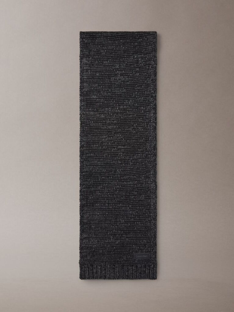 Pink Leather Patch Marl Scarf With Wool  Men