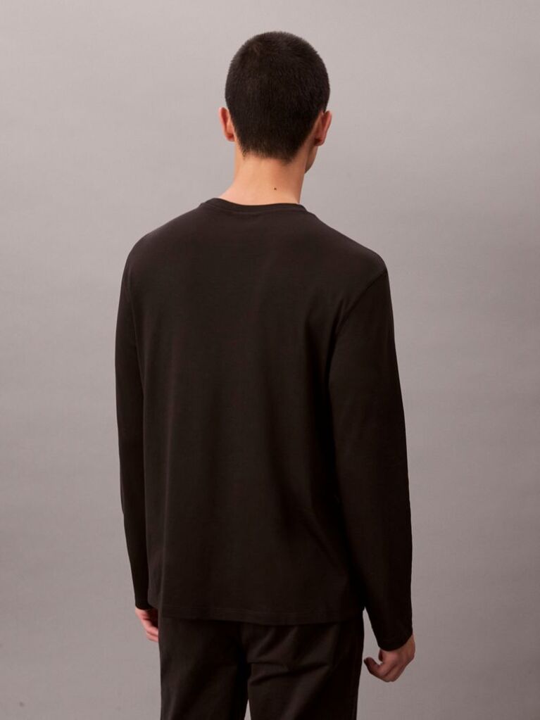 Black Supima Cotton Interlock Long Sleeve Tee  Men
