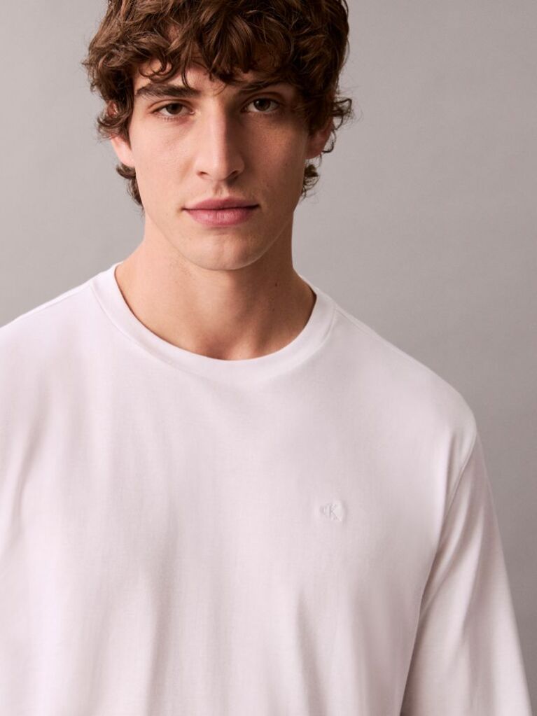 White Supima Cotton Interlock Long Sleeve Tee  Men